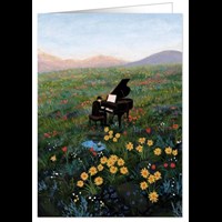 Piano in a flower field