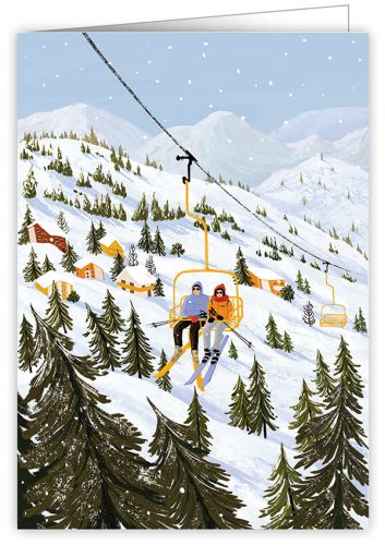 Couple on ski lift