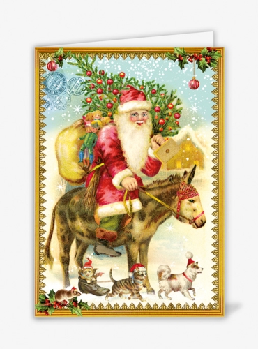 Weihnachtsmann auf Esel (o.T.)