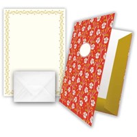 Briefpapier - Design: Blumen (rot)