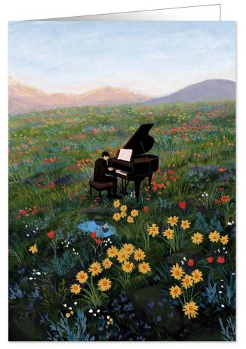 Piano in a flower field