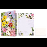 Briefpapier - Design: Kolibri mit Blumen