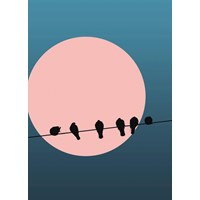 Vögel vor Mond (Hoch)