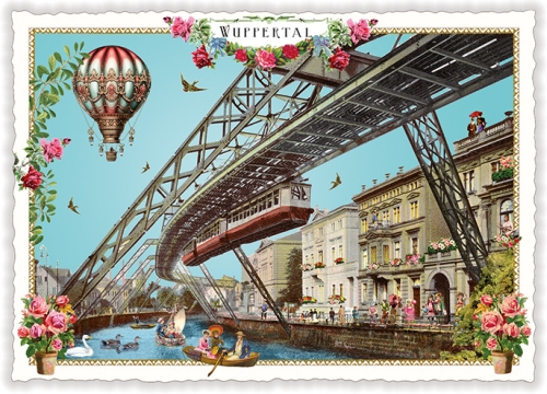 Städte-Postkarte, Wuppertal, Schwebebahn (Quer)