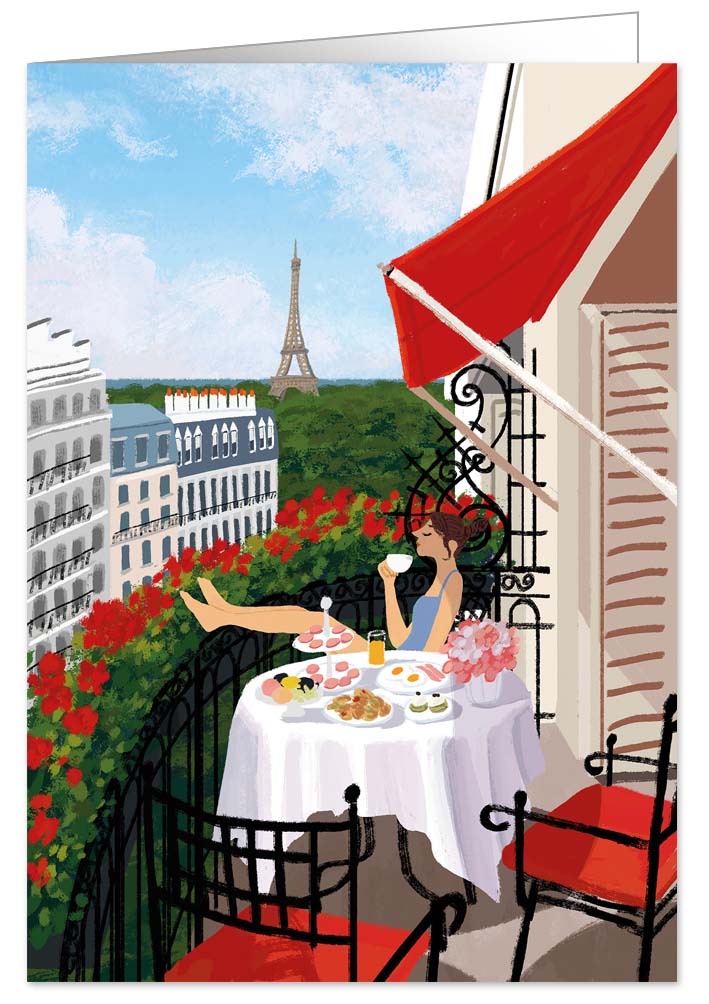 Woman drinking coffee in Paris