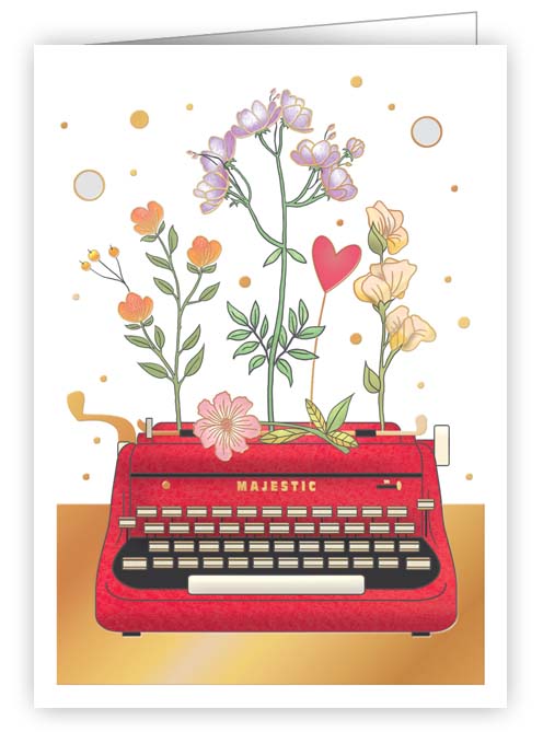 Flowers and typewriter
