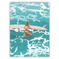Girl going surfing, o.T. (hoch)